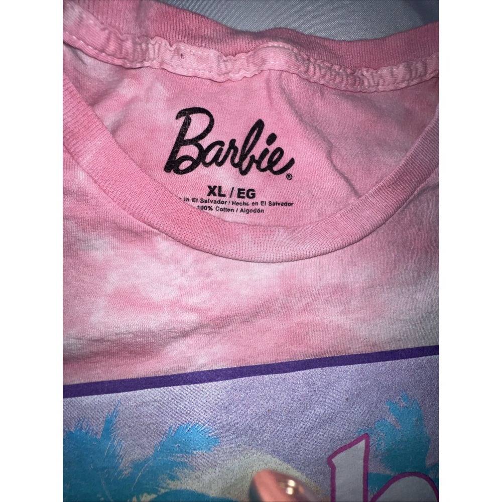 Barbie Malibu Tee Shirt Blush Tie Dye Short Sleeve XL Graphic Tee Vintage 393 - Picture 2 of 9